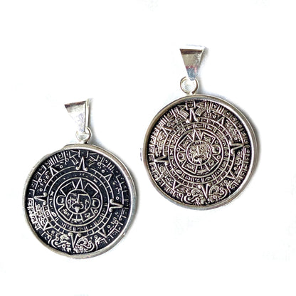 Alpaca Silver Aztec Calendar Pendant with Chain    Home Decor Supply | Online Retail | ShoreShopper.com