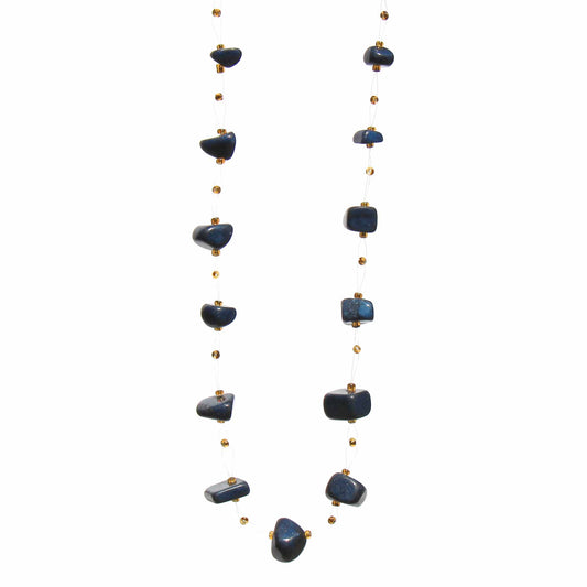 Floating Stone & Maasai Bead Necklace, Navy    Home Decor Supply | Online Retail | ShoreShopper.com