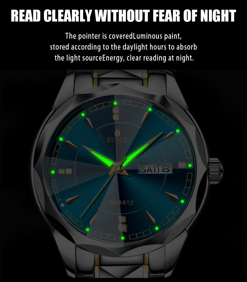 RUIGE Men's Watch Quartz Watch Luminous Stainless Steel Luxury Calendar Men's Chronograph Watch Timepiece Thanksgiving Day    Home Decor Supply | Online Retail | ShoreShopper.com