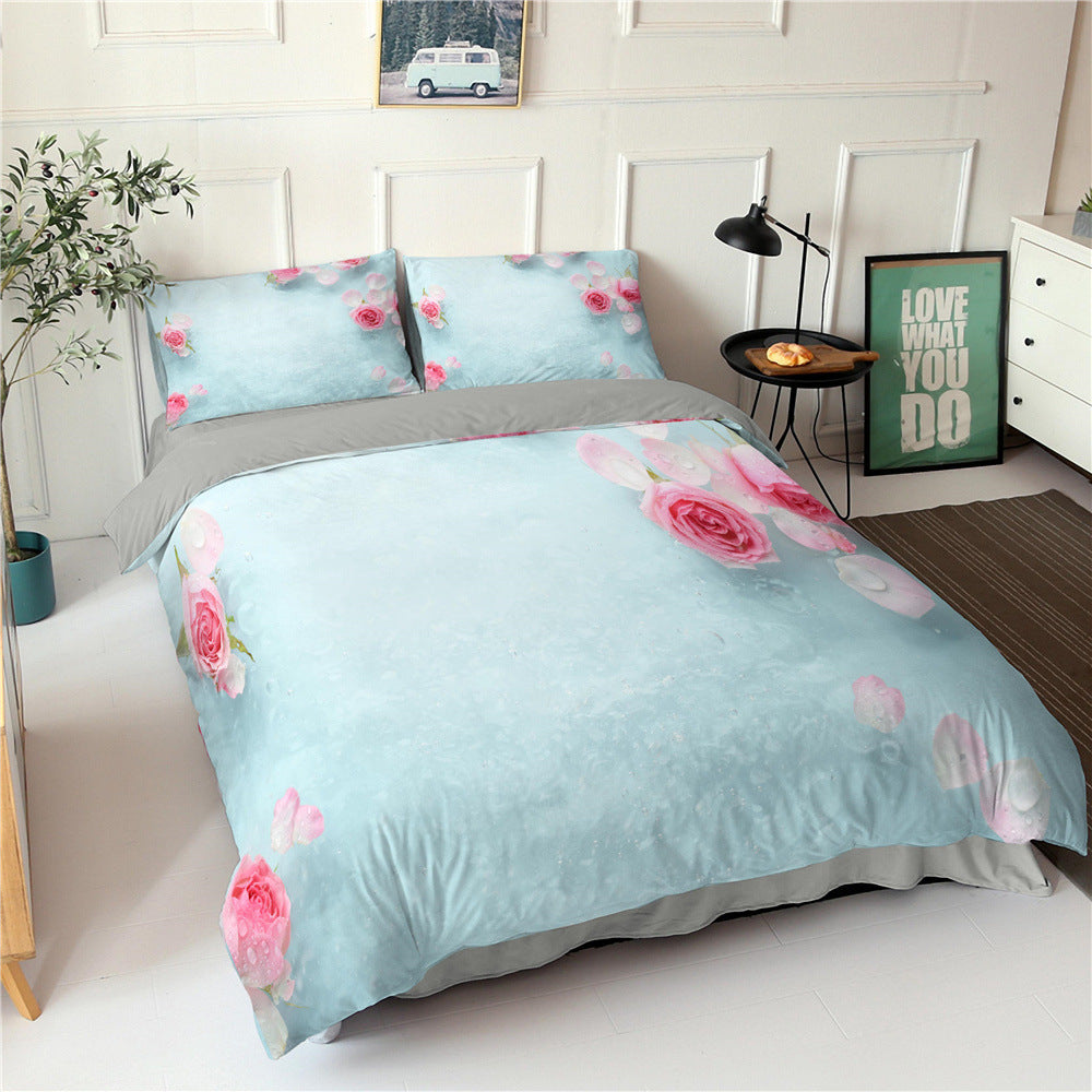 Rose Flower Series Three-piece Bedding Digital Printing Flower Bed Linen Pillowcase    Home Decor Supply | Online Retail | ShoreShopper.com