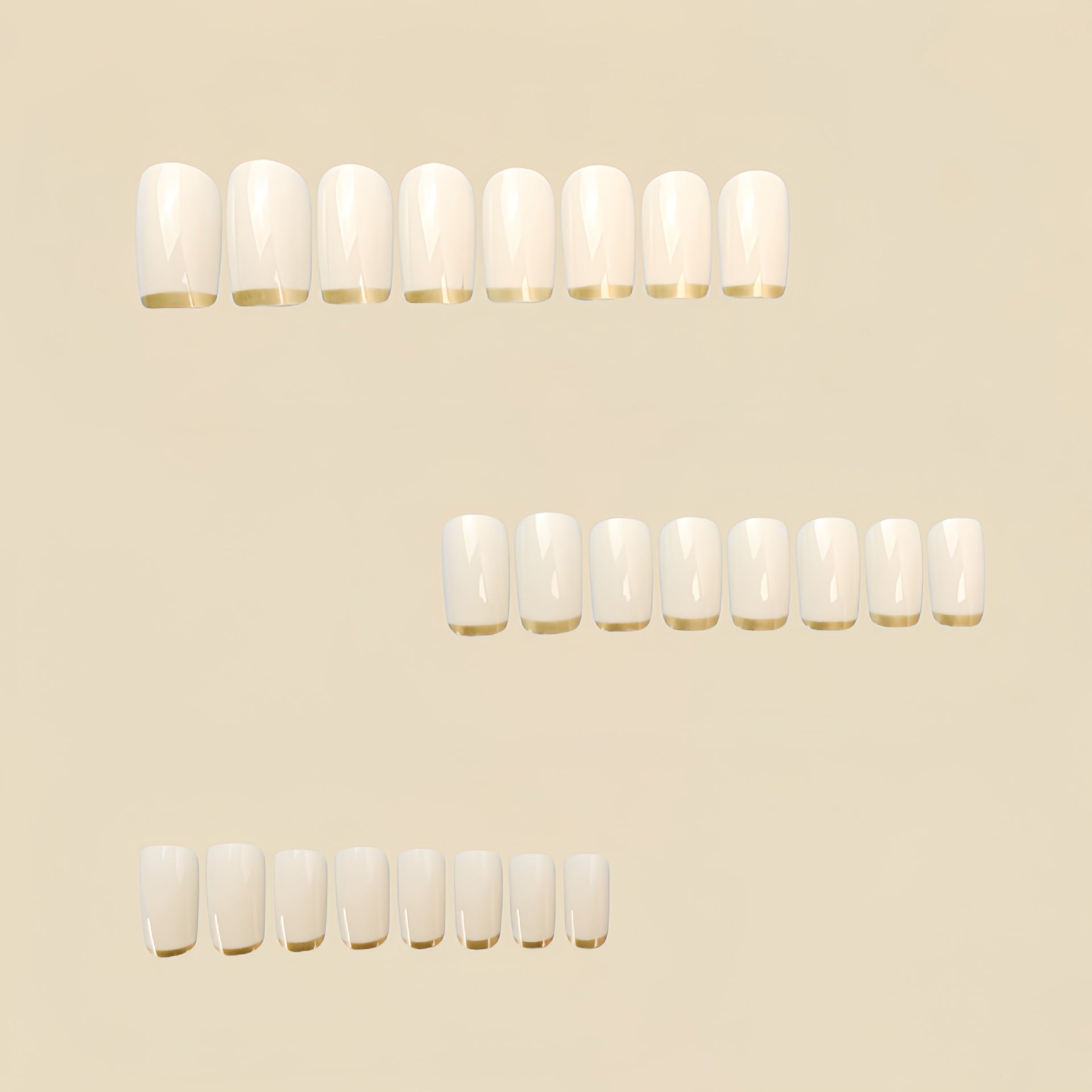 Mid-length European Square Nail Art Patch White French Golden Edge    Home Decor Supply | Online Retail | ShoreShopper.com