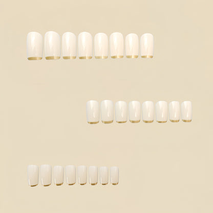 Mid-length European Square Nail Art Patch White French Golden Edge    Home Decor Supply | Online Retail | ShoreShopper.com