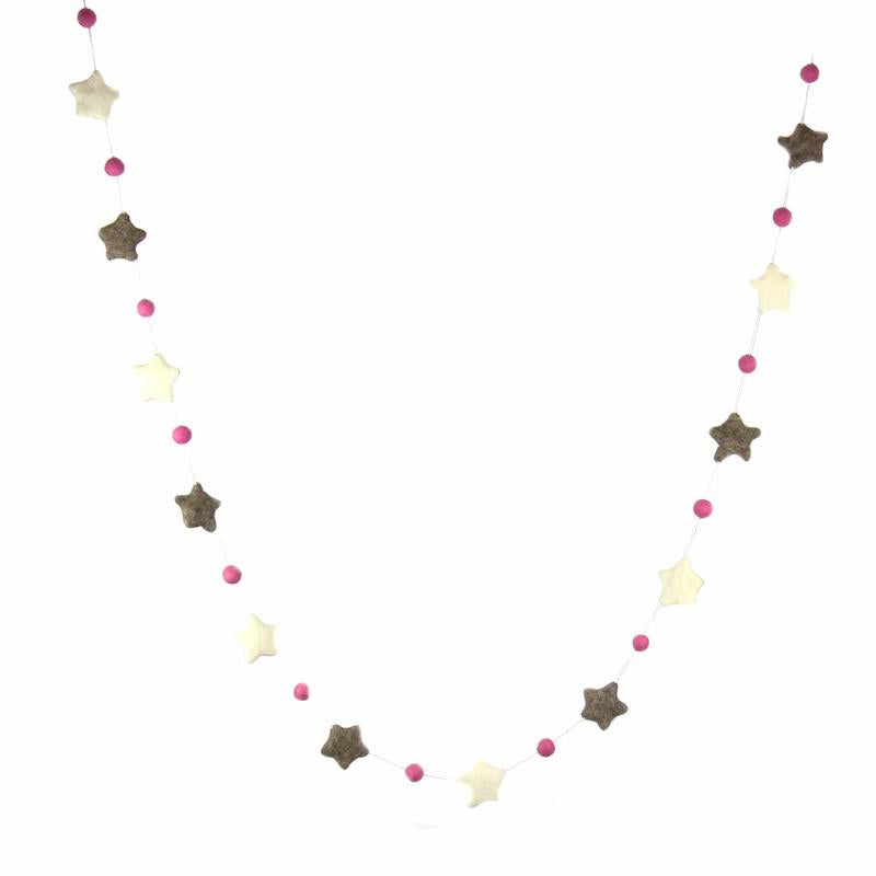 Hand Crafted Felt from Nepal: Stars Garland, Grey/Blue    Home Decor Supply | Online Retail | ShoreShopper.com