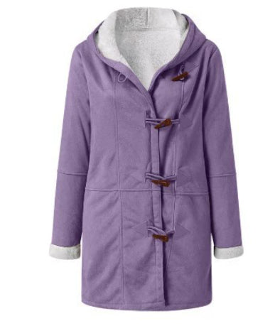 Winter Vintage Button Jackets Women's Warm Fleece Hooded Coat Casual Mid-Length Trench Top Outwear Clothing    Home Decor Supply | Online Retail | ShoreShopper.com