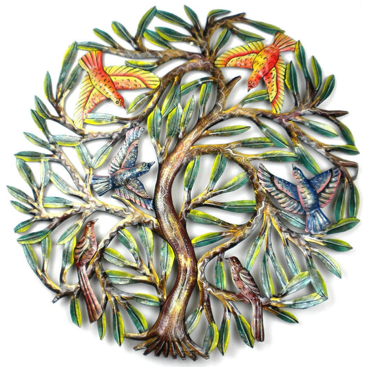 24 inch Painted Tree with Birds - Croix des Bouquets    Home Decor Supply | Online Retail | ShoreShopper.com