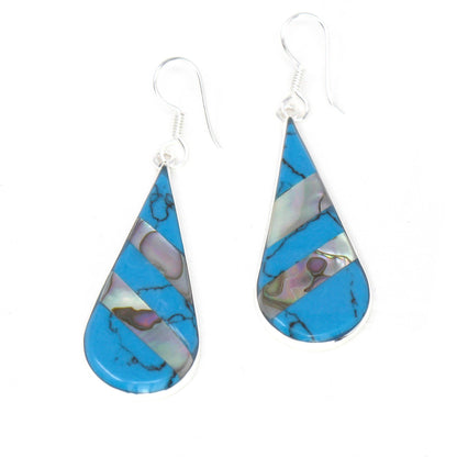 Abalone & Turquoise Striped Teardrop Earrings    Home Decor Supply | Online Retail | ShoreShopper.com