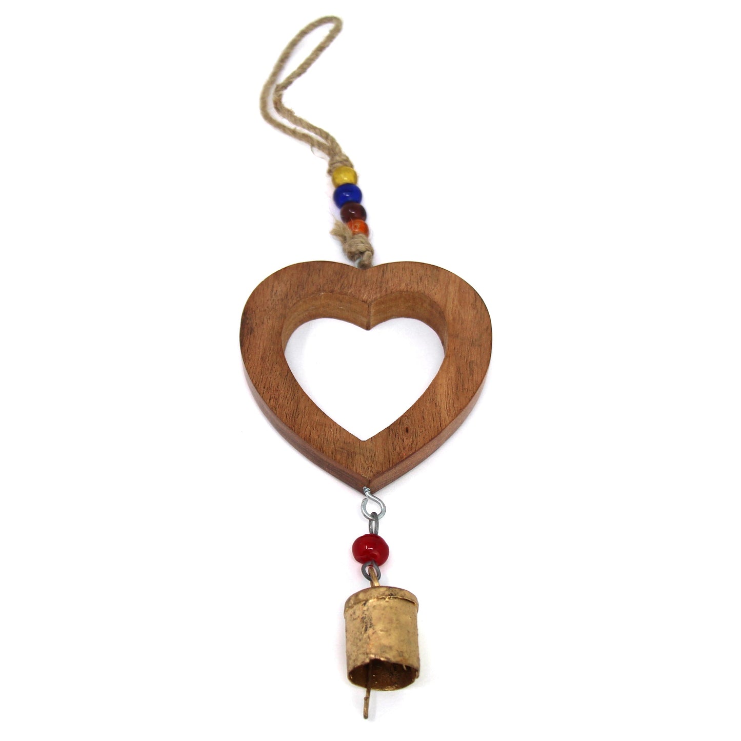 Handcrafted Wood Heart Chime with Iron Bell    Home Decor Supply | Online Retail | ShoreShopper.com