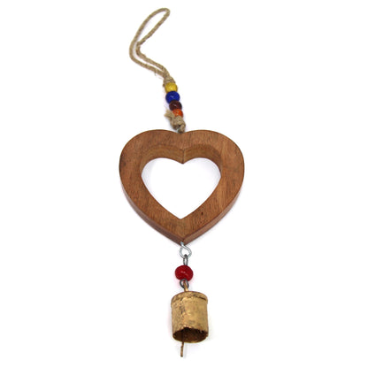 Handcrafted Wood Heart Chime with Iron Bell    Home Decor Supply | Online Retail | ShoreShopper.com