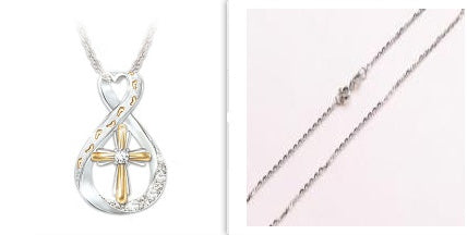 Gold Cross Footprint Diamond Pendant Two Tone - ShoreShopper.com