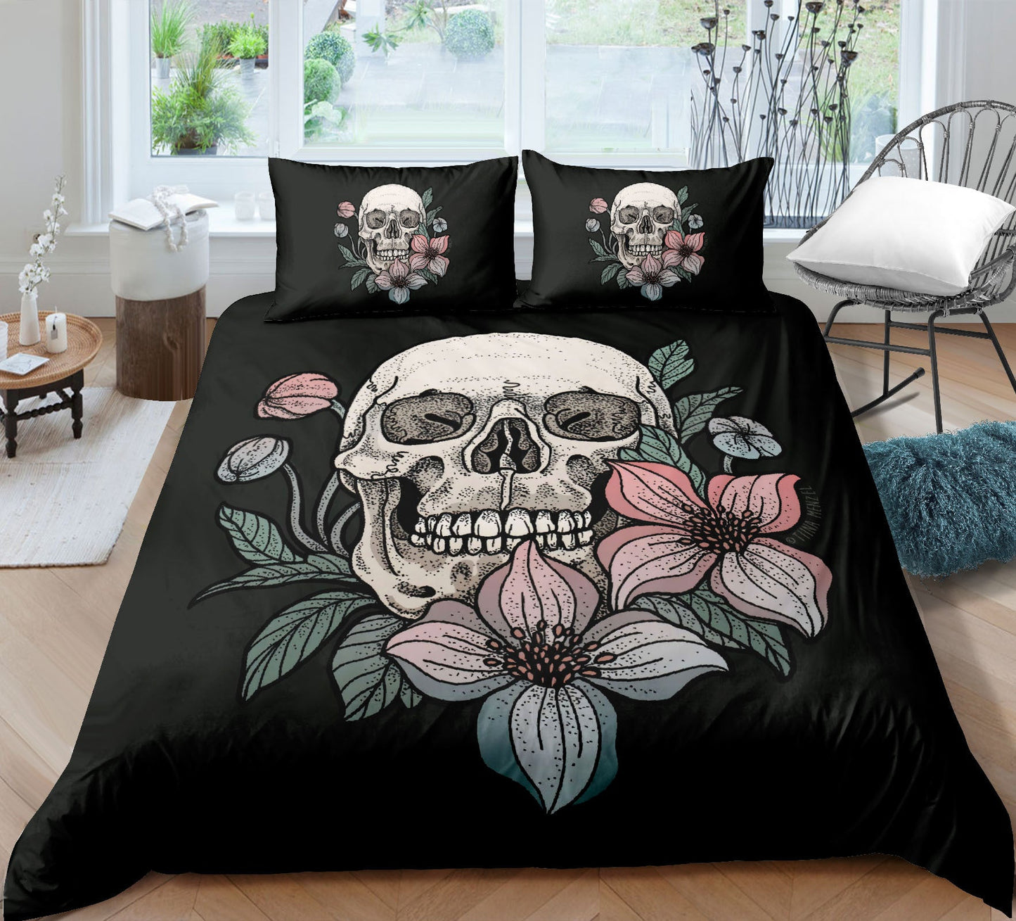 Fashion Skull 3D Digital Printing Skull Three-piece Set Bed Sheet Quilt Cover Pillowcase    Home Decor Supply | Online Retail | ShoreShopper.com