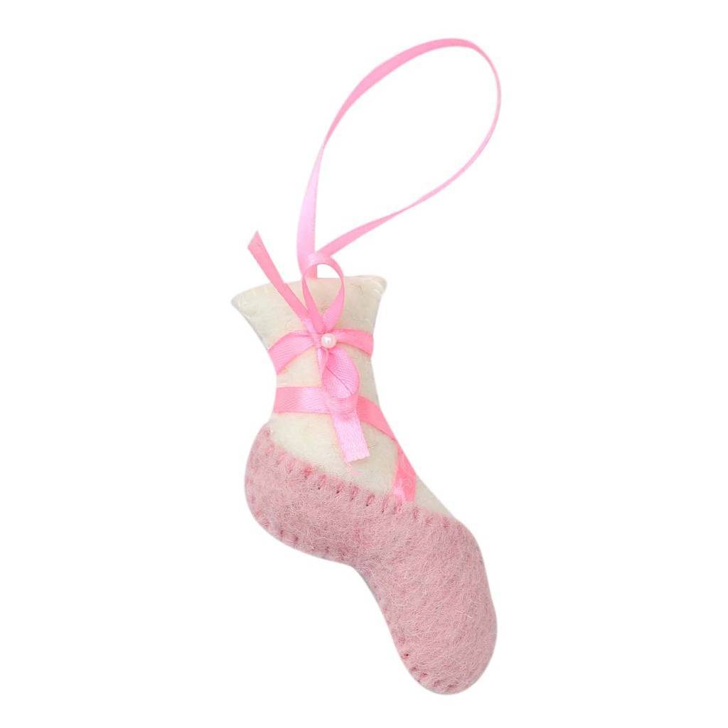 Pink Ballet Slipper Felt Ornament - Global Groove (H)    Home Decor Supply | Online Retail | ShoreShopper.com