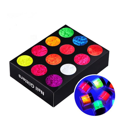 12-Color Fluorescent Nail Art Powder Set In A Barbie-Style Clear Box    Home Decor Supply | Online Retail | ShoreShopper.com