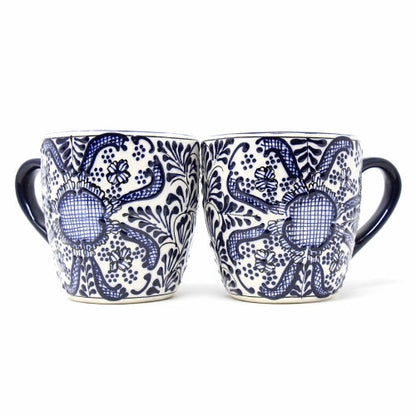 Rounded Mugs - Blue Flowers Pattern, Set of Two - Encantada    Home Decor Supply | Online Retail | ShoreShopper.com