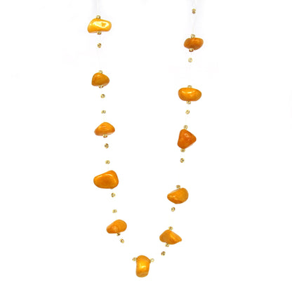Floating Stone & Maasai Bead Necklace, Pumpkin Spice    Home Decor Supply | Online Retail | ShoreShopper.com