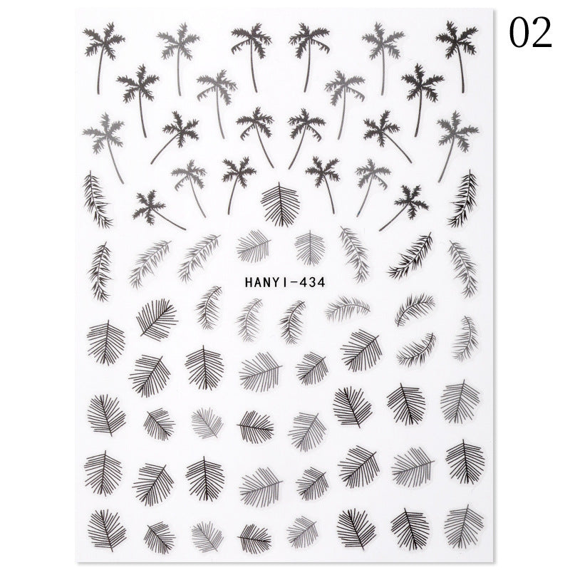New Hot 3D Coconut Tree Sunflower Nail Sticker Leopard Butterfly Flower Nail Art Sticker    Home Decor Supply | Online Retail | ShoreShopper.com