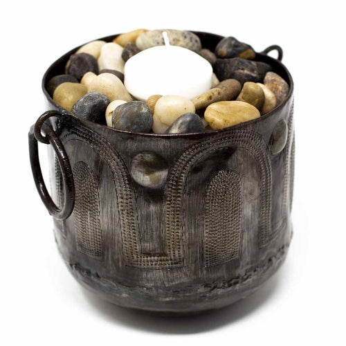 Hammered Metal Container with Round Handles - Croix des Bouquets    Home Decor Supply | Online Retail | ShoreShopper.com