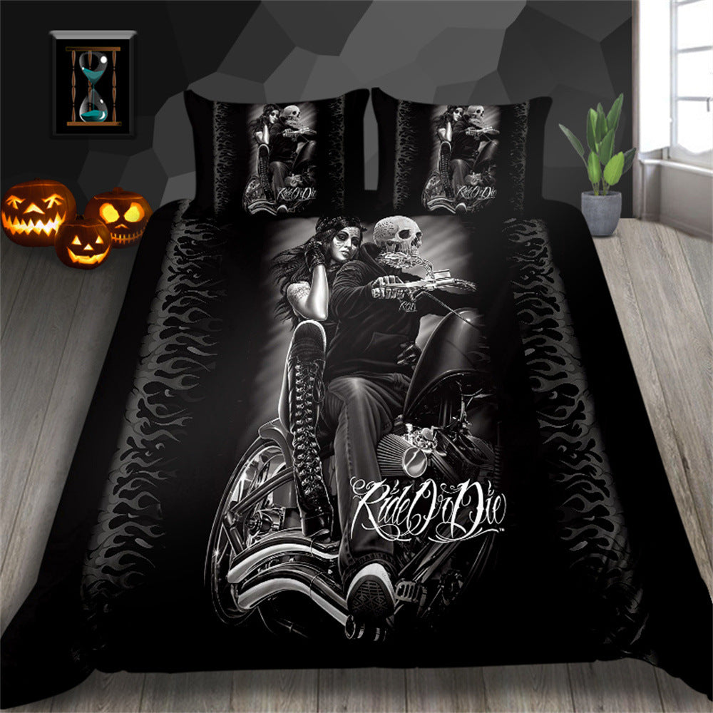 3D Printed Skull Printed Three-piece Home Textile Set    Home Decor Supply | Online Retail | ShoreShopper.com