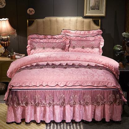 Velvet Bed Skirt Four-piece Quilted Padded Bed Cover Bedspread    Home Decor Supply | Online Retail | ShoreShopper.com