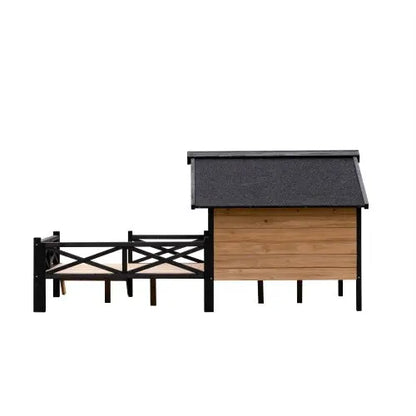 Premium Outdoor Wooden Dog Kennel - Large Cabin Style Pet House with Porch & Weather-Resistant Fir Wood - ShoreCo.Shop
