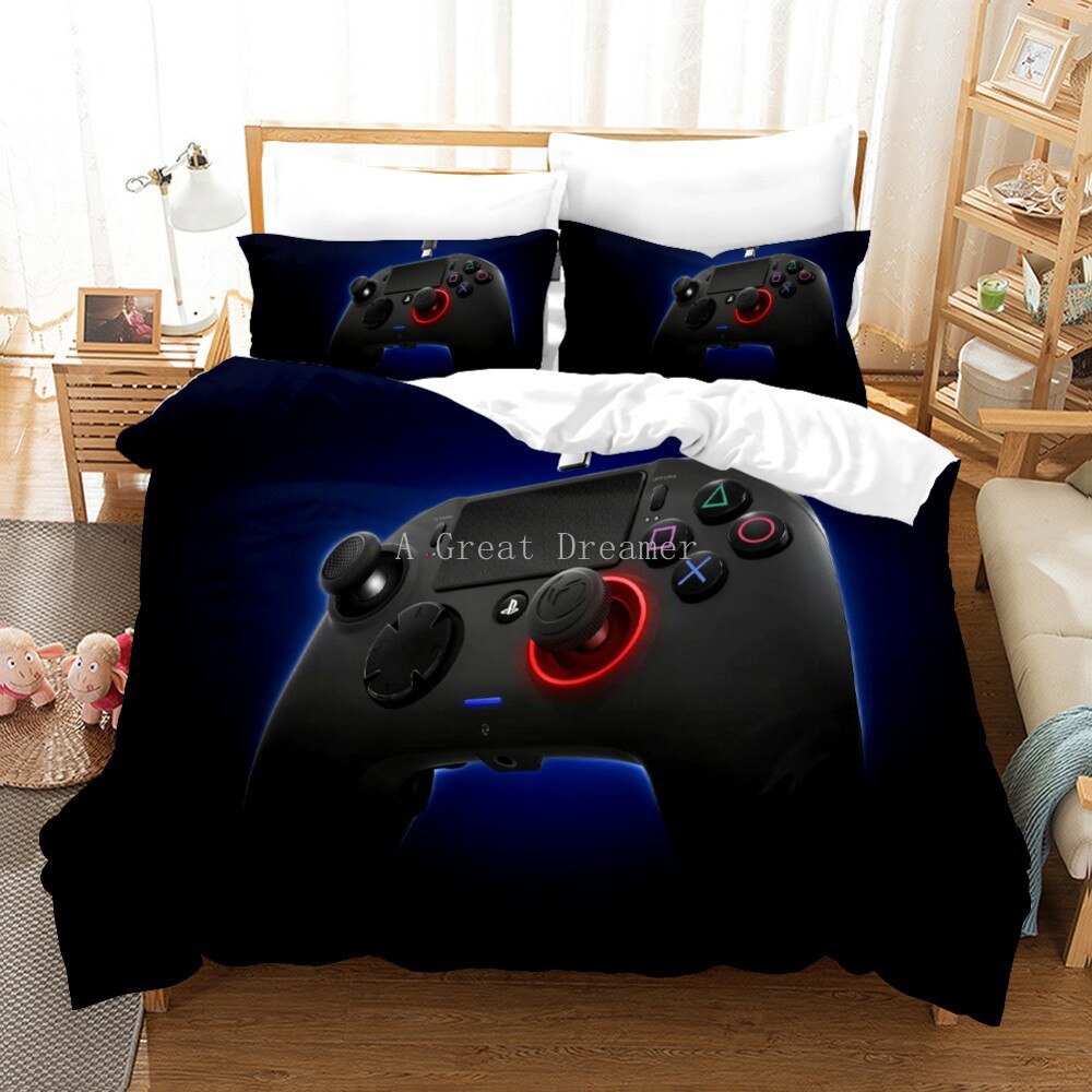 Digital 3D Game Controller Pattern Printed Bedding Three-Piece Set    Home Decor Supply | Online Retail | ShoreShopper.com