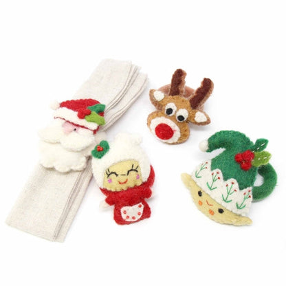 Hand Felted Christmas Napkin Rings, Set of Four - Global Groove (T)    Home Decor Supply | Online Retail | ShoreShopper.com