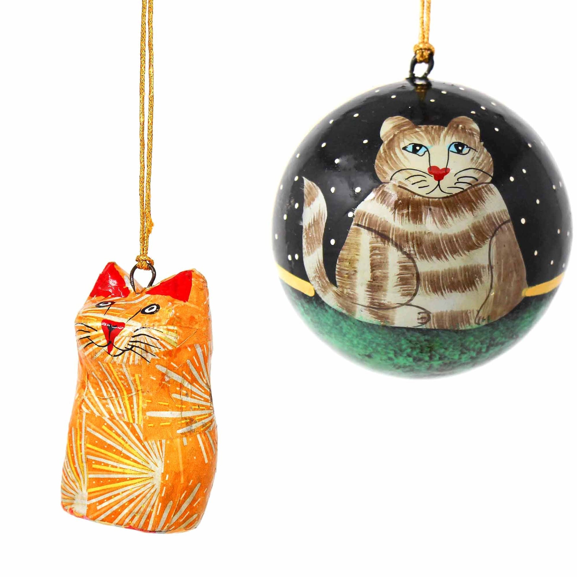 Handpainted Cat Ornaments, Set of 2    Home Decor Supply | Online Retail | ShoreShopper.com