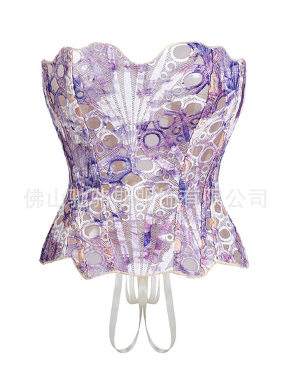 Sexy Hollow Out Corset Top Women Lace Double-layer Streetwear Party Club Corset Clothing    Home Decor Supply | Online Retail | ShoreShopper.com
