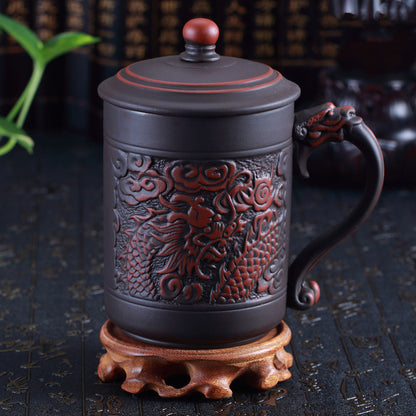 Chinese Embossed Dragon And Phoenix Tea Cup    Home Decor Supply | Online Retail | ShoreShopper.com