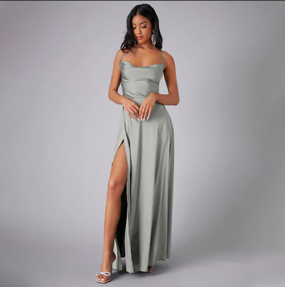 Summer Sexy Slimming Backless Strap Long Split Dress Women's Fashion High Waist Belted Gown V-neck    Home Decor Supply | Online Retail | ShoreShopper.com