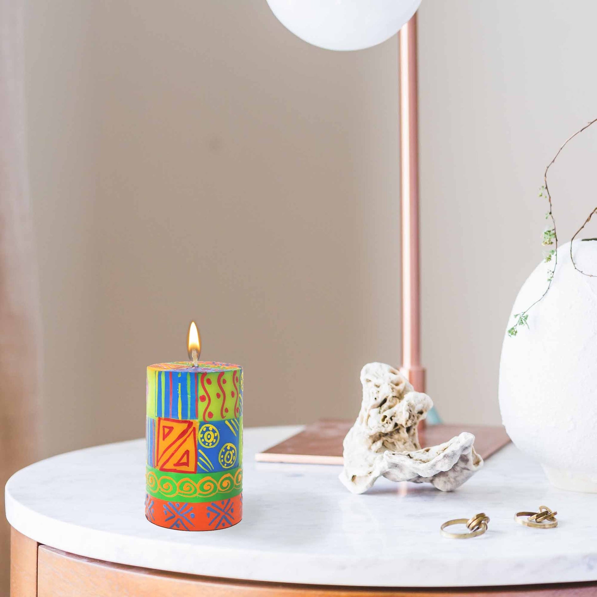 Single Boxed Hand-Painted Pillar Candle - Shahida Design - Nobunto    Home Decor Supply | Online Retail | ShoreShopper.com