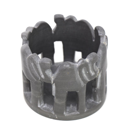 Circle of Elephants Soapstone Sculpture, 3 to 3.5-inch - Dark Stone    Home Decor Supply | Online Retail | ShoreShopper.com