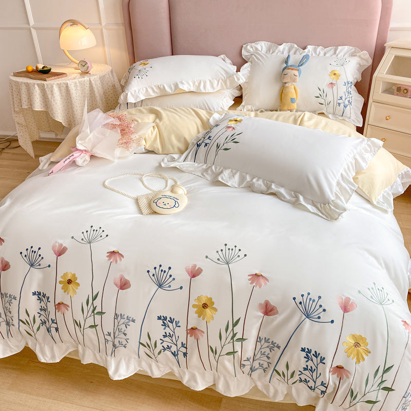 Four-piece Embroidered Quilt Cover For Washed Cotton Bed    Home Decor Supply | Online Retail | ShoreShopper.com