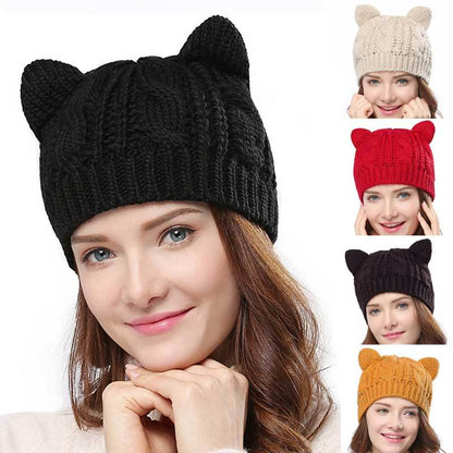Hand Made 3D Cute Knitted Cat Ear Beanie For Winter - ShoreCo.Shop