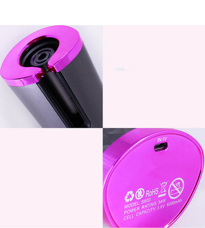 Rechargeable Automatic Hair Curler Women Portable Hair Curling Iron LCD Display Ceramic Curly Rotating Curling Wave Styer - ShoreCo.Shop