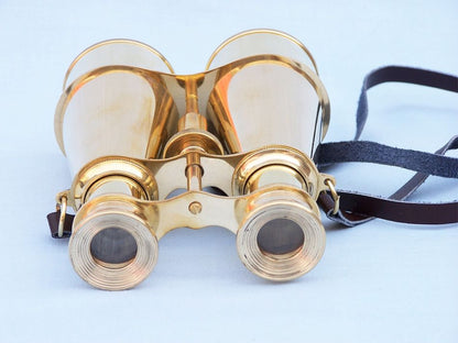 Captain's Solid Brass Binoculars with Leather Case 6""    Home Decor Supply | Online Retail | ShoreShopper.com