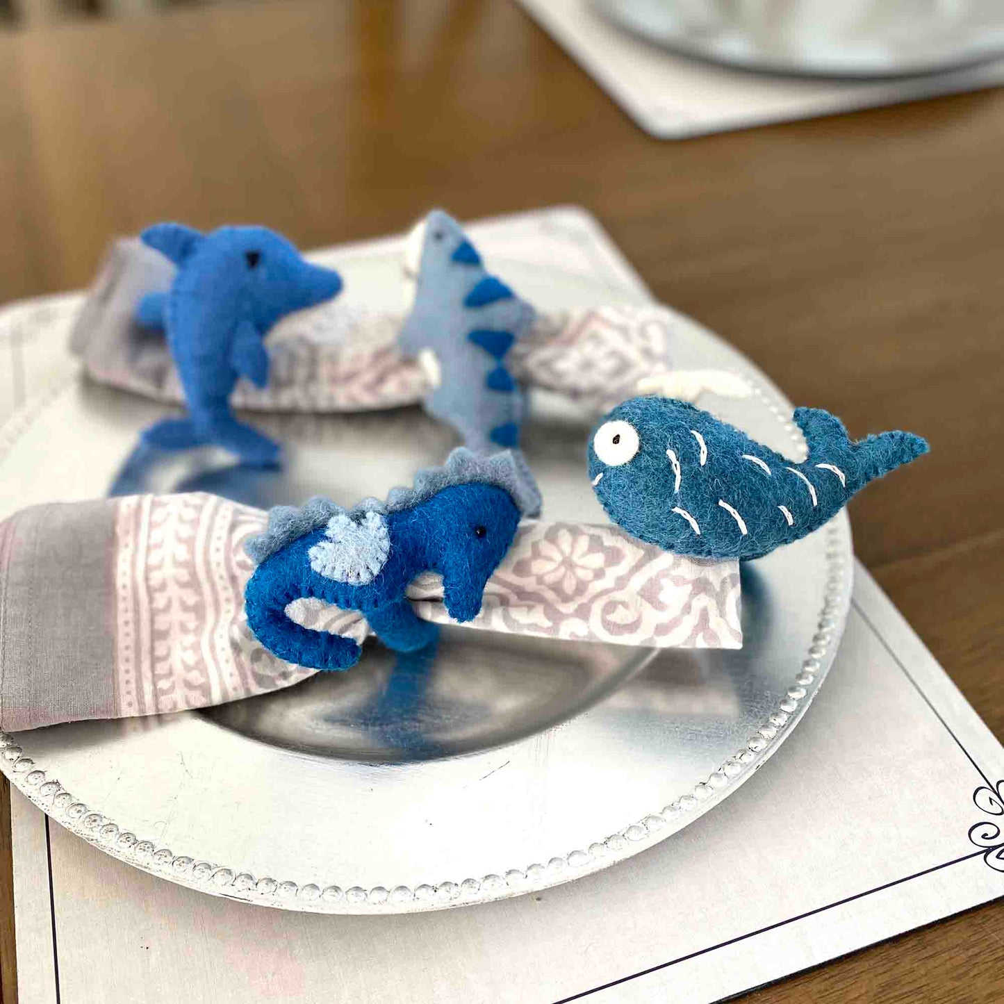 Nautical Shark, Whale & Seahorse Felt Napkin Rings, Set of 4    Home Decor Supply | Online Retail | ShoreShopper.com