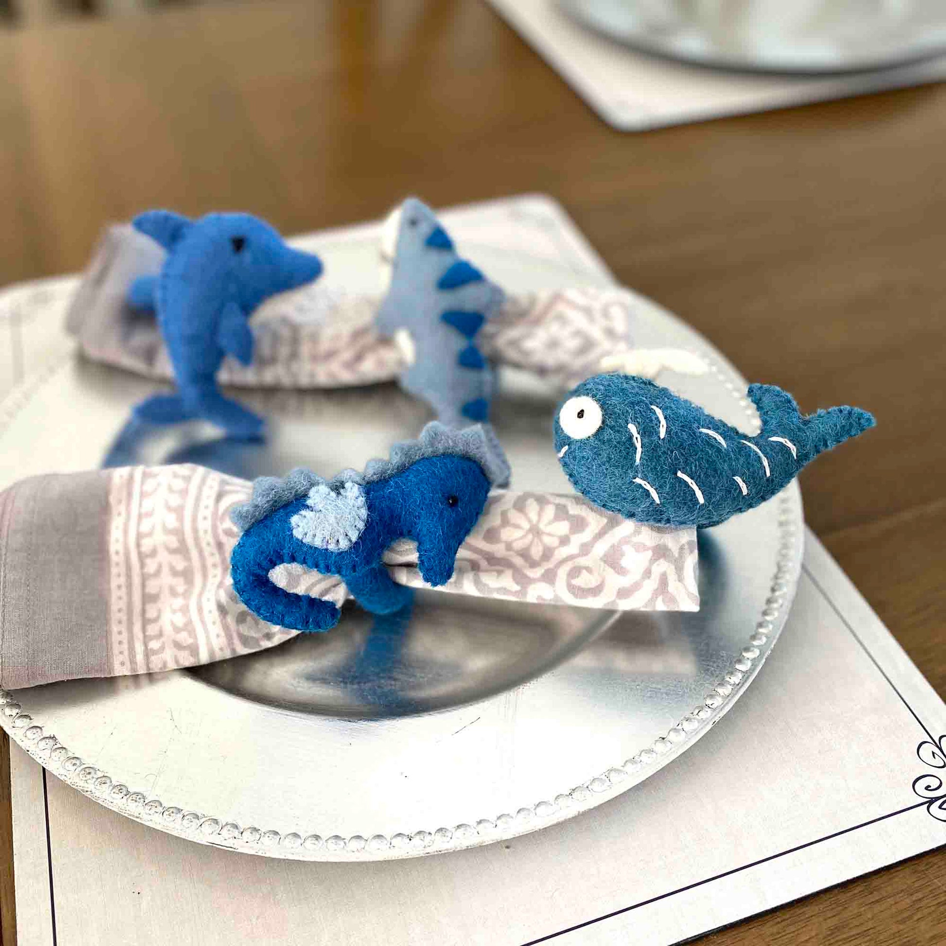 Nautical Shark, Whale & Seahorse Felt Napkin Rings, Set of 4    Home Decor Supply | Online Retail | ShoreShopper.com