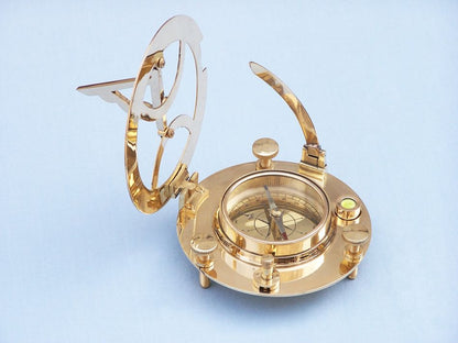 Solid Brass Round Sundial Compass w/ Rosewood Box 6""    Home Decor Supply | Online Retail | ShoreShopper.com