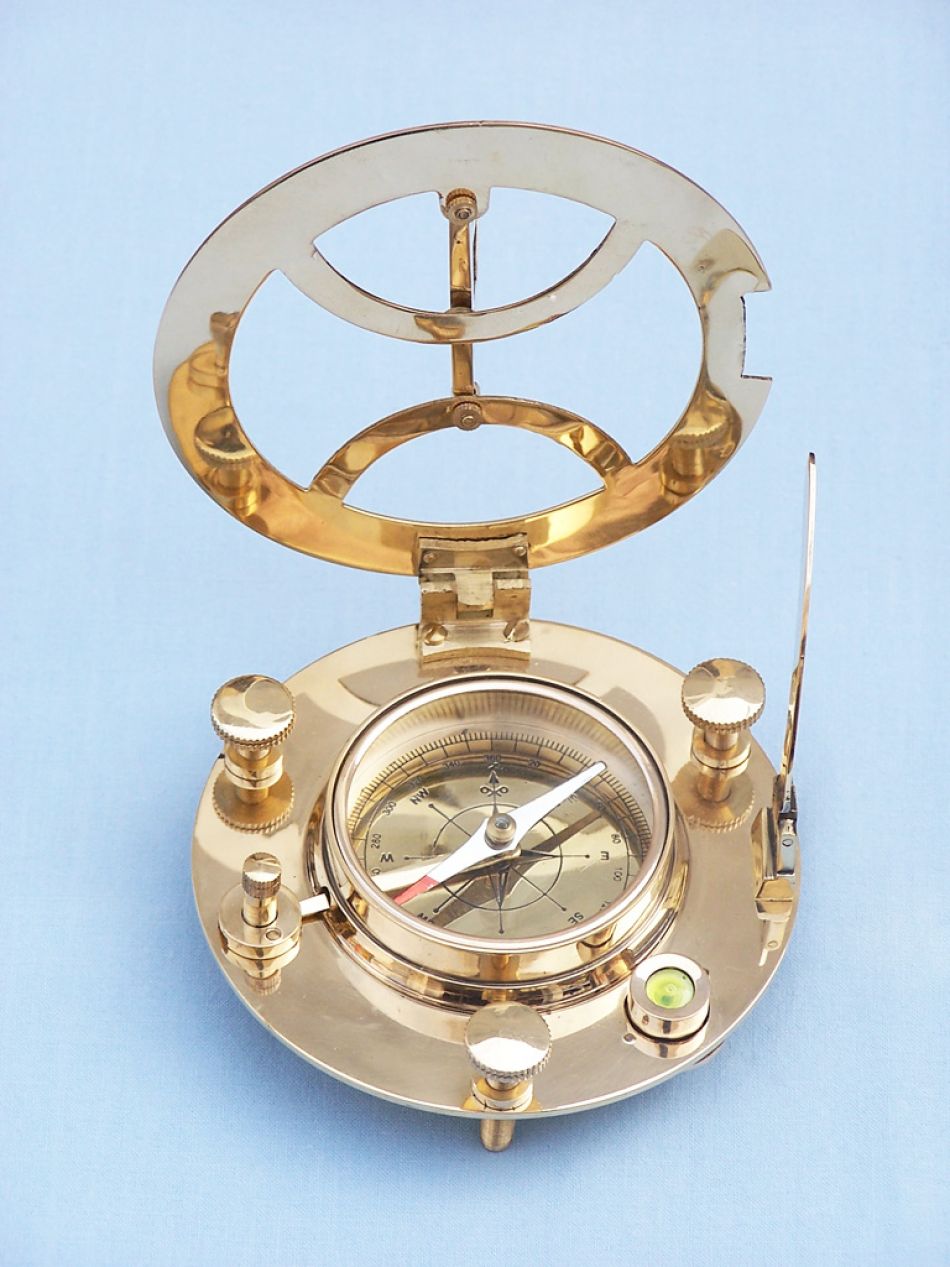 Solid Brass Round Sundial Compass w/ Rosewood Box 6""    Home Decor Supply | Online Retail | ShoreShopper.com