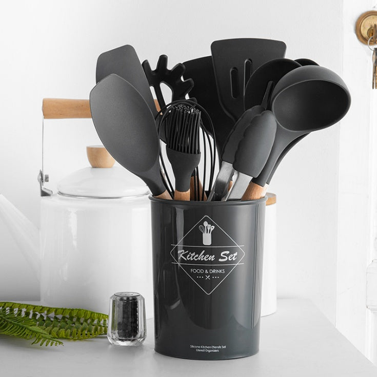 Silicone Kitchenware With Wooden Handle - ShoreCo.Shop