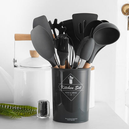 Silicone Kitchenware With Wooden Handle - ShoreCo.Shop