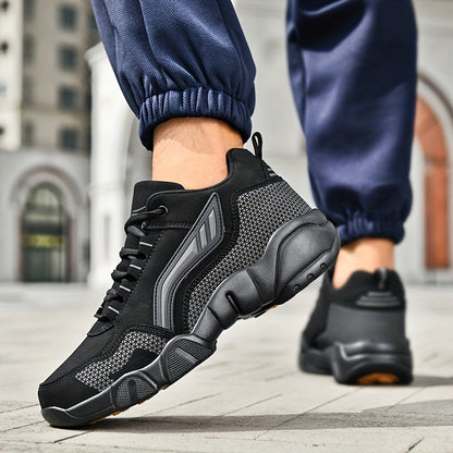 Men'S Lace-Up Sneakers - Thick Cushioned Platform Shoes with Non-Slip Rubber Sole, Low-Top Lace-Up Design in Black/White/Orange Accents - All-Season Walking Shoes for Everyday, Office, Formal Events - Durable Casual Footwear    Home Decor Supply | Online Retail | ShoreShopper.com