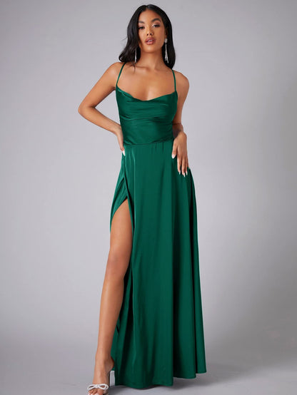 Summer Sexy Slimming Backless Strap Long Split Dress Women's Fashion High Waist Belted Gown V-neck    Home Decor Supply | Online Retail | ShoreShopper.com