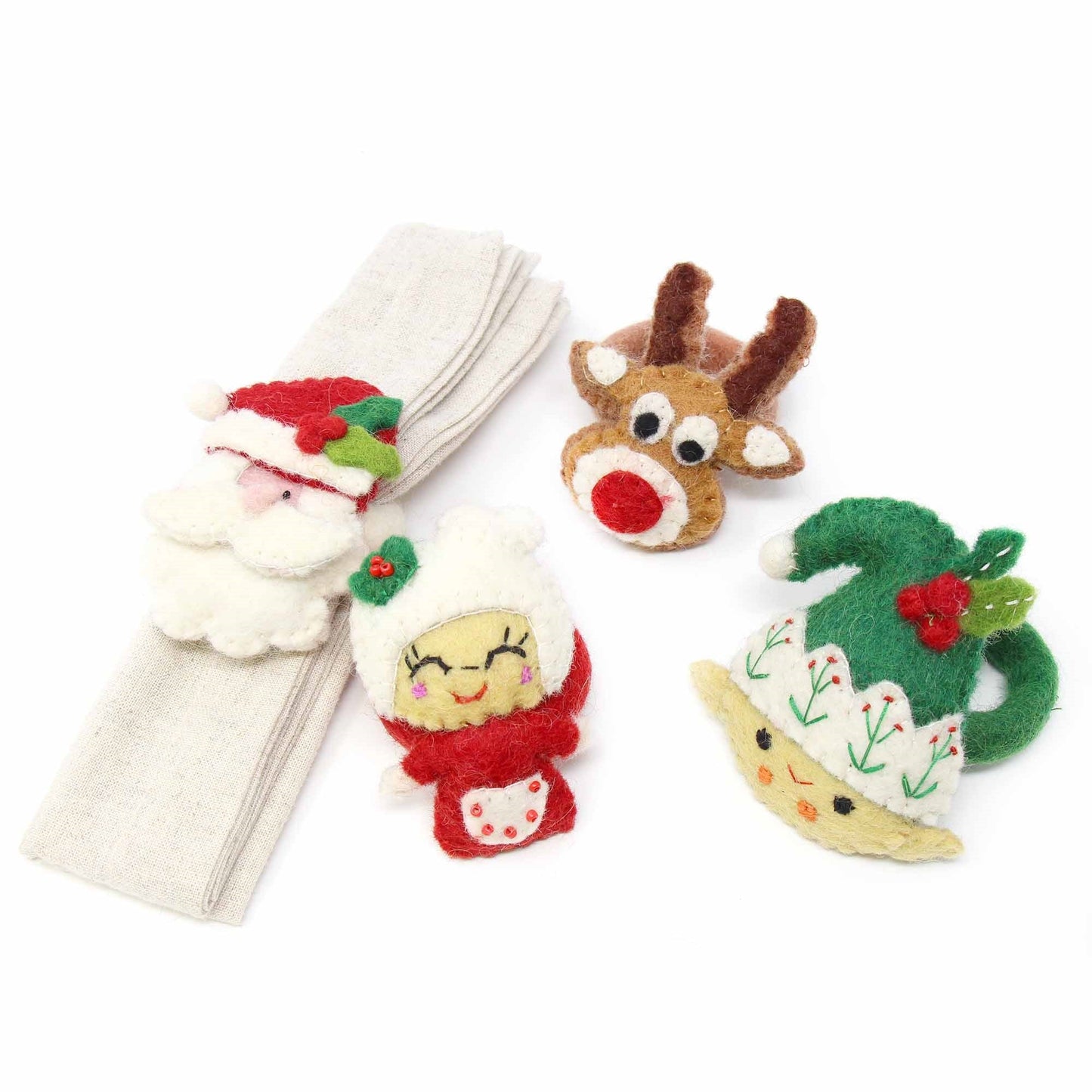 Hand Felted Christmas Napkin Rings, Set of Four - Global Groove (T)    Home Decor Supply | Online Retail | ShoreShopper.com