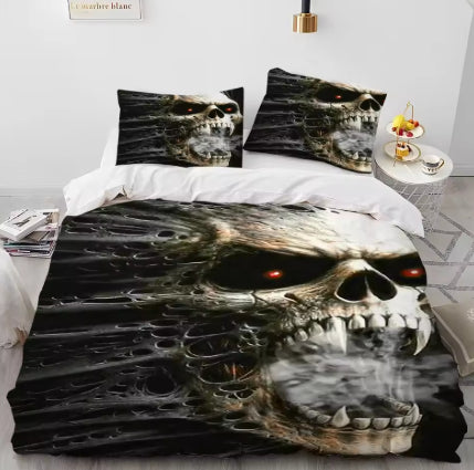 Fashion Skull 3D Digital Printing Skull Three-piece Set Bed Sheet Quilt Cover Pillowcase    Home Decor Supply | Online Retail | ShoreShopper.com