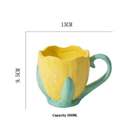 Three-dimensional Relief Tulip Ceramic Mug