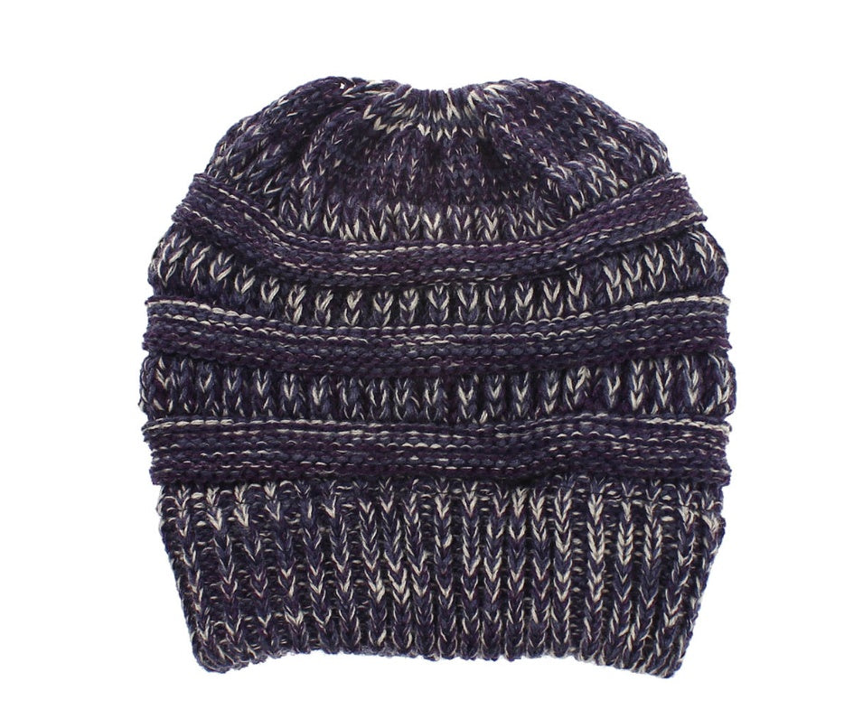 Mixed Color Knitted Wool Hat Ladies Non-labeled Ponytail Hat - ShoreCo.Shop