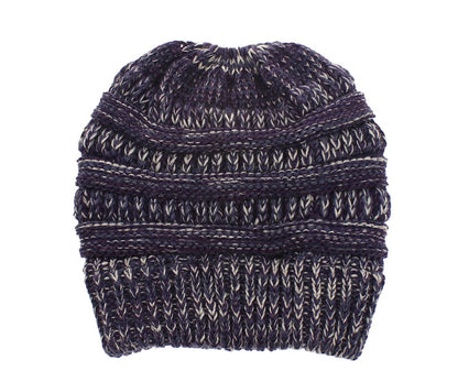 Mixed Color Knitted Wool Hat Ladies Non-labeled Ponytail Hat - ShoreCo.Shop