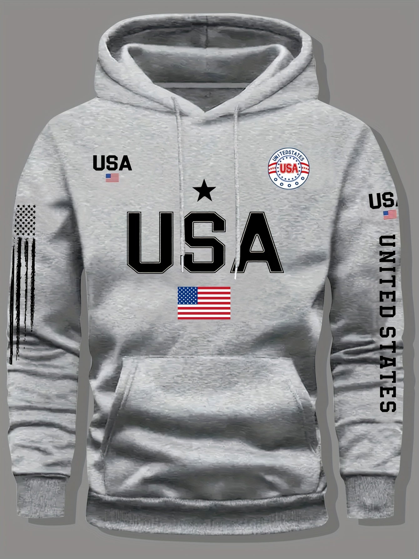 USA Flag Pattern Printed Hoodies, Men's Sweatshirts, United States Letter Printed Casual Knitted Fabric Pullovers for Both Men and Women, Student Couple Outfits, Fashionable Sweatshirts, Autumn and Winter Men's and Women's Sw    Home Decor Supply | Online Retail | ShoreShopper.com
