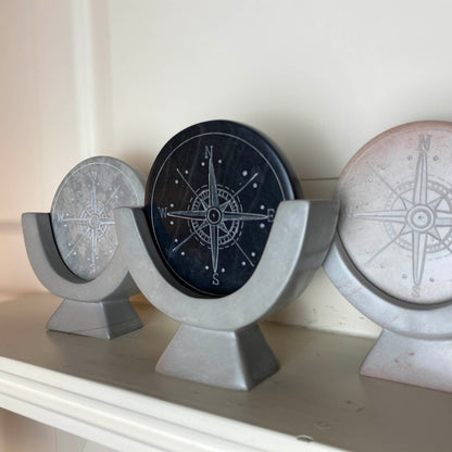 Compass Soapstone Sculpture, Dark Gray Stone    Home Decor Supply | Online Retail | ShoreShopper.com